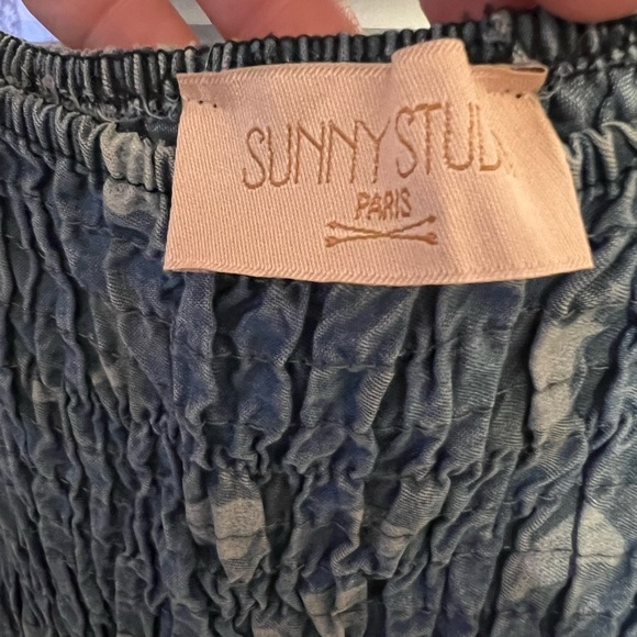 Sunny Studio Paris denim leopard print ruched high low ruffle hem maxi dress - Picture 8 of 9